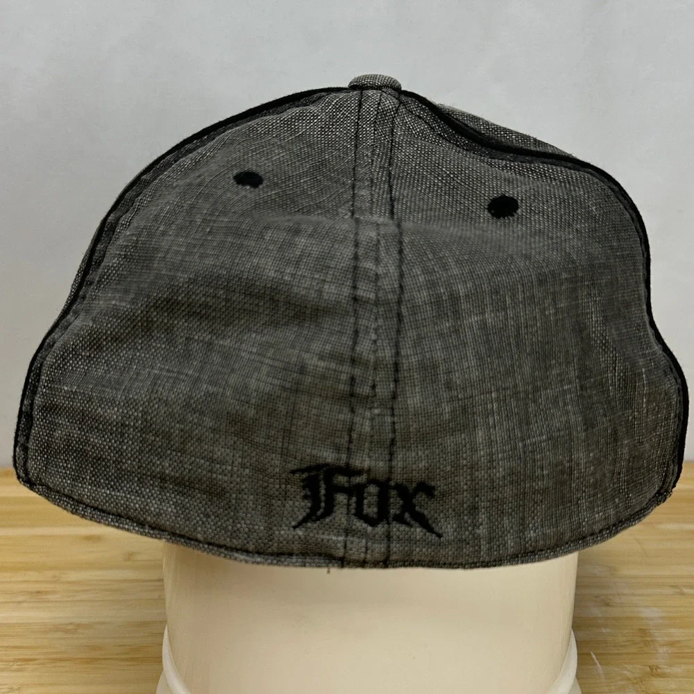 Fox Racing 210 Fitted Hat Flexfit Grey‎ Linen Blend Flat Brim Cap 6 7/8 - 7 1/4